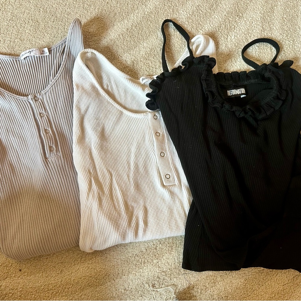 Bodysuit Bundle - Black, White, Gray: Reformation & Line By K